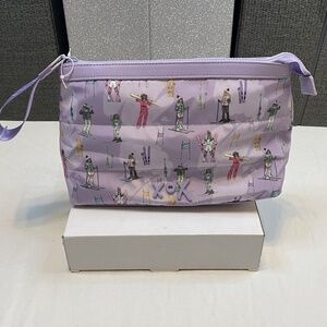Betsey Johnson Purple Apres Ski Wristlet Pouch Clutch Make Up Zip Bag NWT